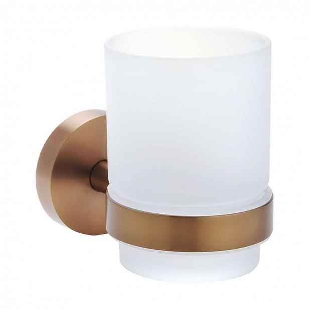 Sapho X-Round - Držák kartáčků a past Copper, mléčné sklo/matná měď XR903PG