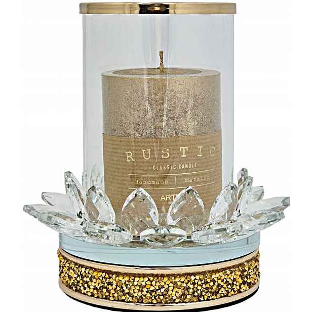 Svícen Lampion Glamour Lotos Zlatý 23038