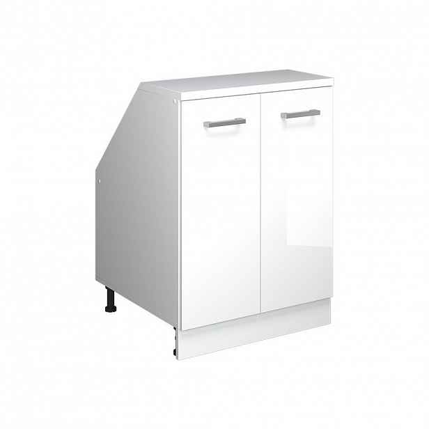 Vicco KUCHYŇSKÁ SKŘÍŇKA POD ŠIKMOU STŘECHU R-Line Bílá vysoký lesk 60 cm se 2 dveřmi, korpus skříně hloubka 60 cm