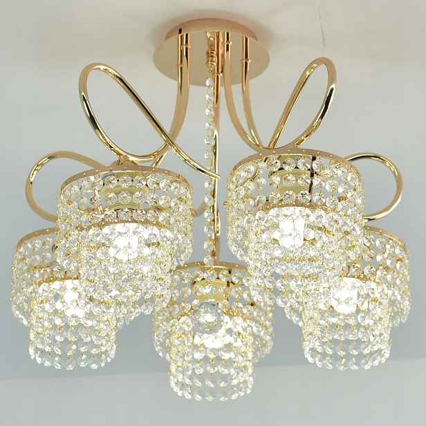 Závěsná Lampa Stropní Lustr Kule zlatá Moderní křišťálová glamour