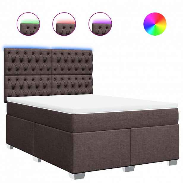 vidaXL Box spring postel s matrací tmavě hnědá 140x190 cm textil