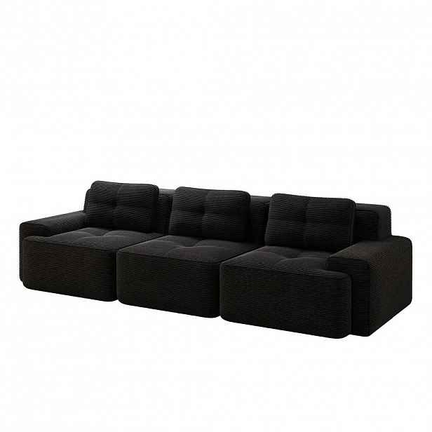OKWISH MODULÁRNÍ pohovka 74 cm černá z manšestru s hlubokým sezením