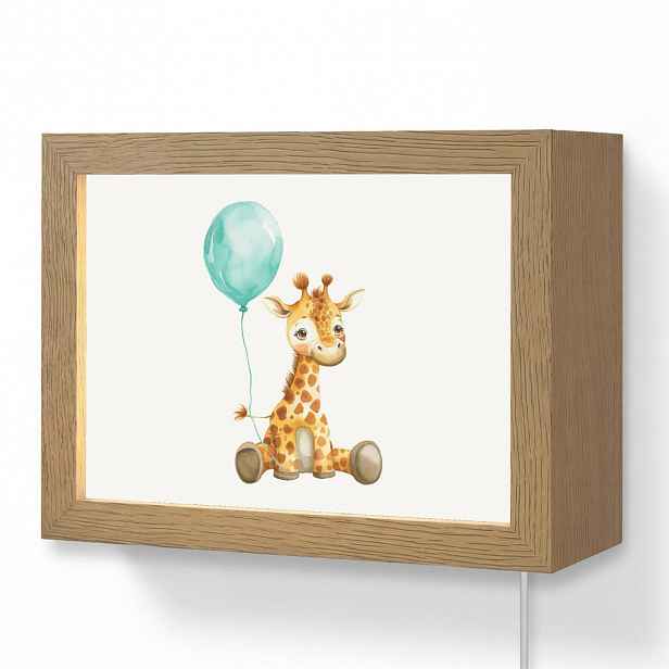 OnlyWow NÁSTĚNNÁ LAMPA Žirafa - Dítě - Zvířata - Modrý balón 20x15 cm