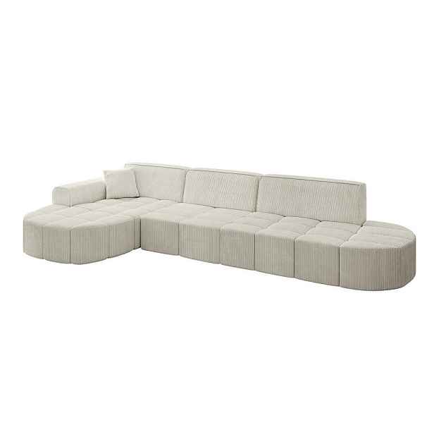 ALTDECOR ROHOVÁ SEDAČKA s otomanem, levá LIVO-L2 337x173x79,5 Krémová Manšestr