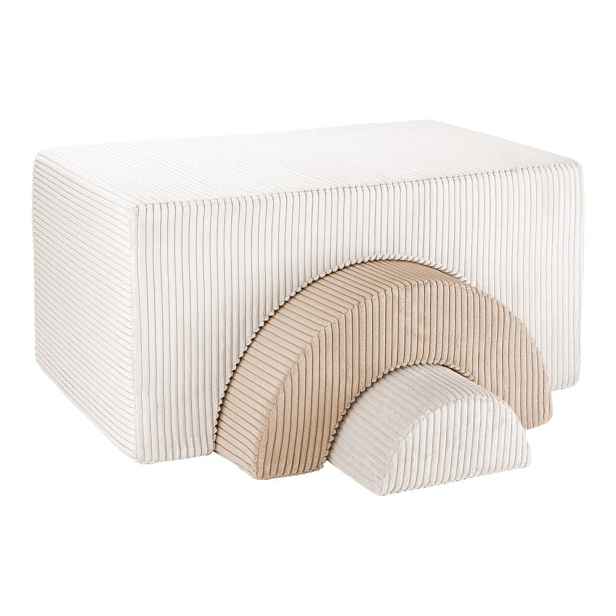Krémové manšestrové pěnové hřiště 75x49x37 cm Rainbow Montessori – Wigiwama