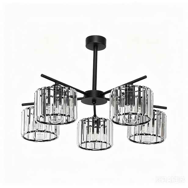 Moderní křišťálový stropní lustr 5x E27 černý 58 cm glamour obývací pokoj