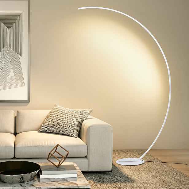 TEMU 165cm Moderní Oblouková Stojací Lampa s Dálkovým Ovládáním - Stmívatelná Černá Čtecí Lampa LED s Měnícími se Barvami, Obloukové Ambientní