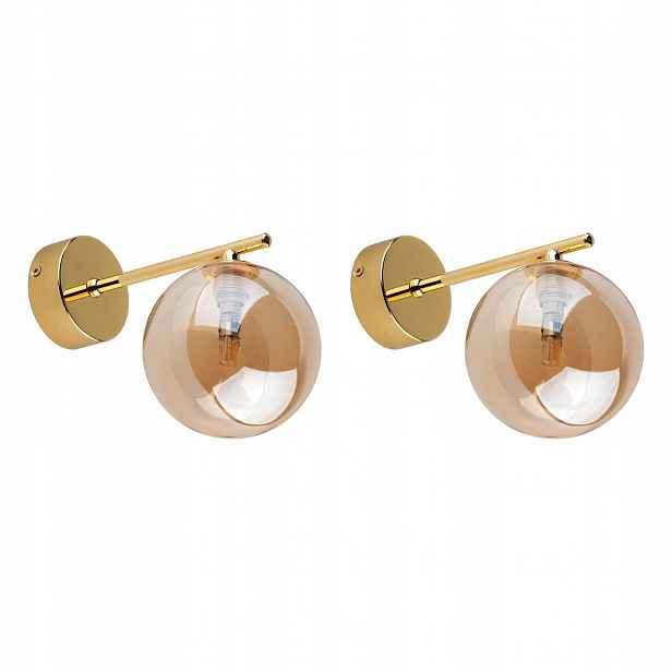 Tk Lighting Sada 2 x Nástěnné svítidlo Zlaté Skleněné Bílé Estera Metal G9