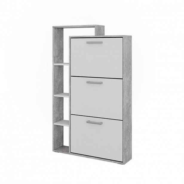 Vicco BOTNÍK NA BOTY Orlando Bílá/beton 80 x 128.3 cm se 3 skládacími přihrádkami