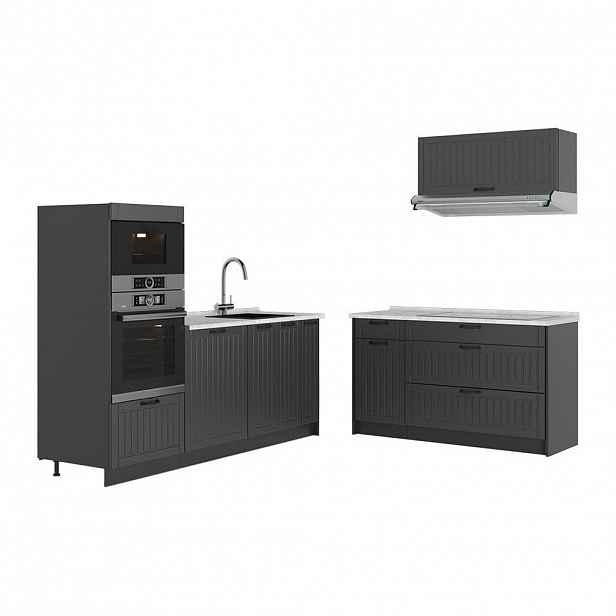 Vicco KUCHYNĚ Fame-Line, Tmavě šedá/Antracit, 340 cm, PD Mramor