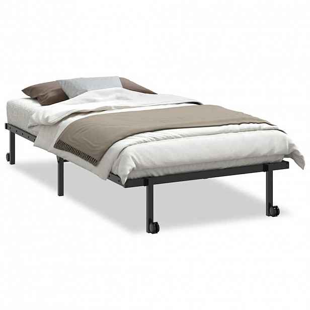 vidaXL Rám postele bez matrace skládací černý 107x203 cm ocelový