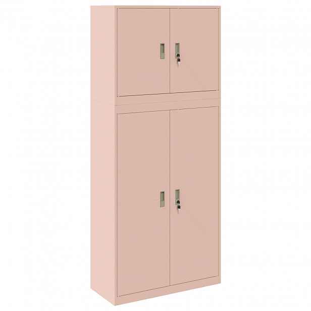 vidaXL Úložná skříňka 2 ks Růžová 90 x 40 x 210 cm Ocel Zamykatelné