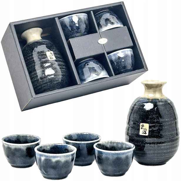 Tmavě modrá sada pro podávání japonského saké Emro Aziatica