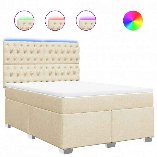 vidaXL Box spring postel s matrací krémová 140x190 cm textil