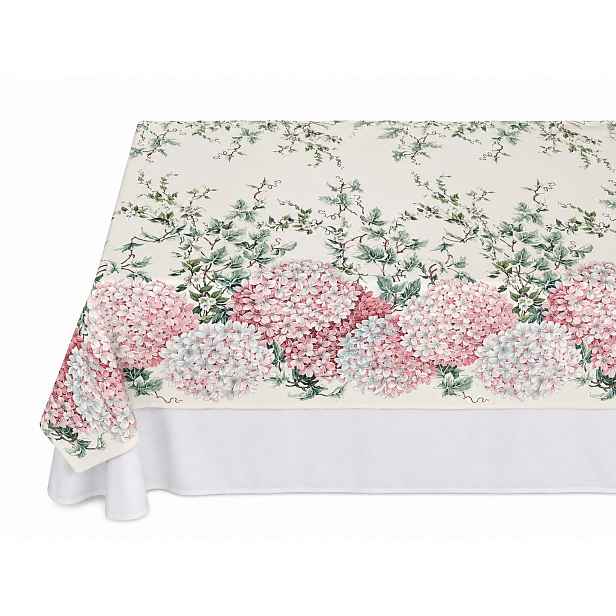 Bavlněný ubrus květiny hortenzie 138x220 kuchyňský na stůl do zahrady
