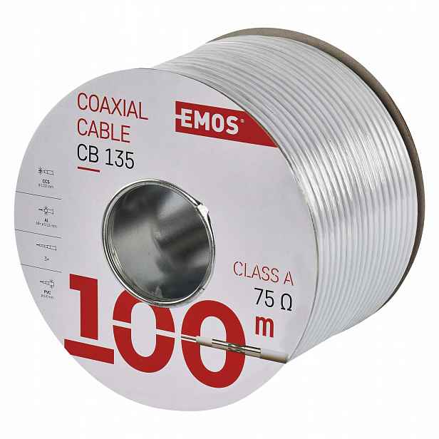 Emos CB135 koaxiální kabel RG6 100 m bílý