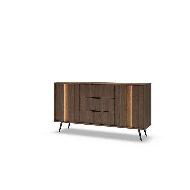 MASSENO KOMODA DAVANTI, 153,5/82,6/40 cm se 3 zásuvkami a 2 dvířky, dekor dub