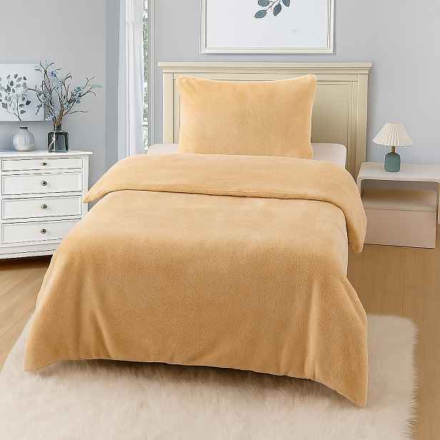 TP Jednobarevné mikroplyšové povlečení Premium 140x200+70x90 Béžová