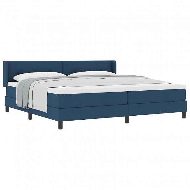 vidaXL Postel s boxspringem s čelo Modrá 200 x 200 cm textil