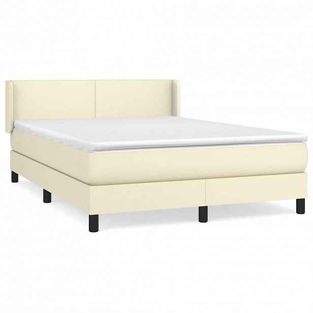 vidaXL Box spring postel s matrací krémová 140x200 cm umělá kůže