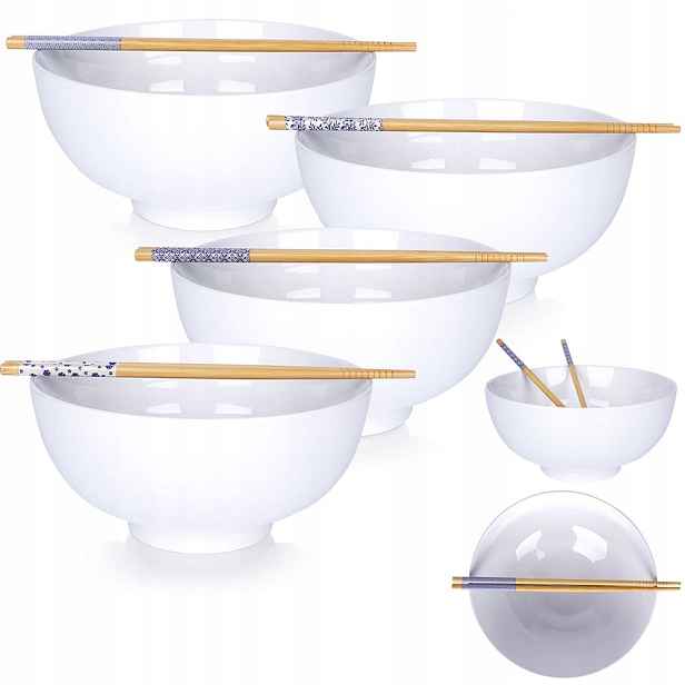 4x Velká Miska Na Rameno polévky s tyčinkami, porcelánová, bílá, 20 cm, 1,6 l