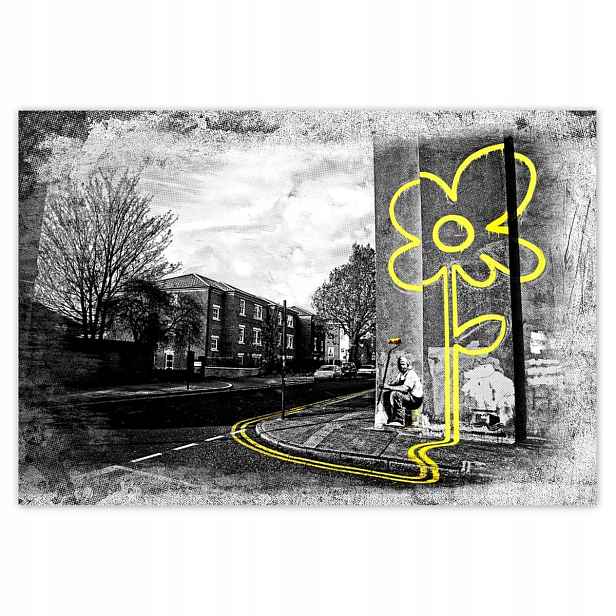 Fototapety 152x104 Banksy žlutý květ