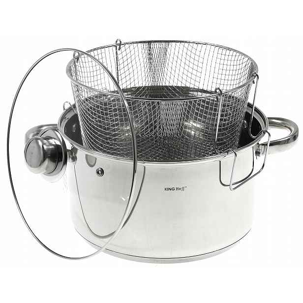 Hrnec se sítkem na smažení 5,5 l Fritéza Kuřecí koblihy Indukce Gaz