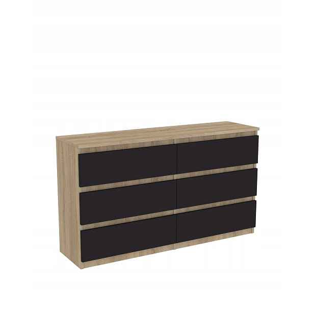 Komoda dub Sonoma černá s zásuvkami 120 cm 6 zásuvek, prostorná Výrobce