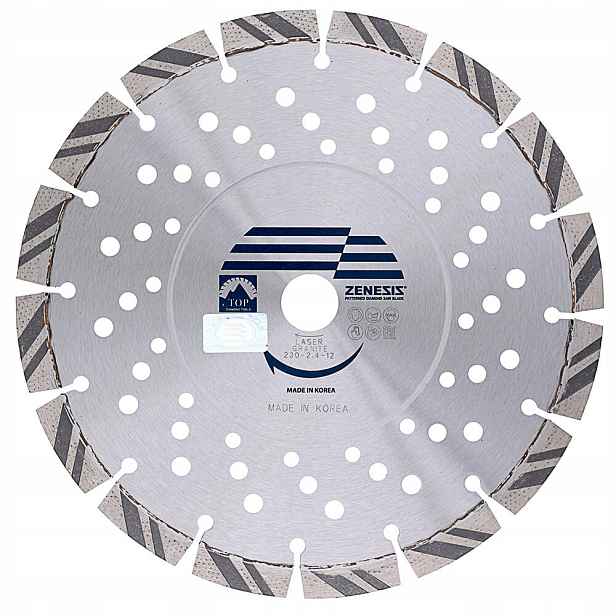 Kotouč Na Řezání Granitu Křemenného Kamene Zenesis 230 MM x 22,2 mm Turbo