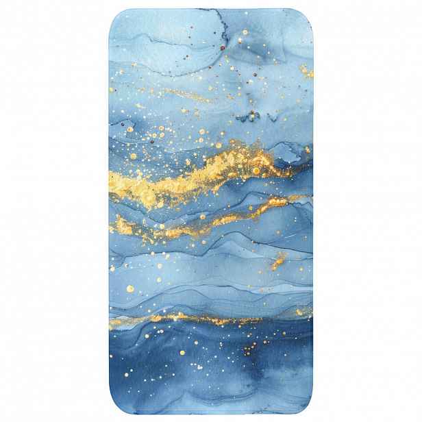 OnlyWow KOUPELNOVÁ PŘEDLOŽKA Akvarel - modrá - umění - zlatá - luxusní - moderní 60x120 cm