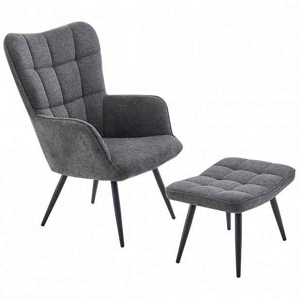Ti'me RELAXAČNÍ KŘESLO S TABURETEM, kov, textil, tmavě šedá
