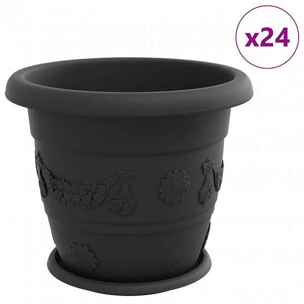vidaXL Květináče 24 ks Černá Ø 34 x 28 cm Plast