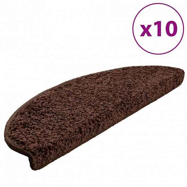 vidaXL Schodové rohože 10 ks 65 x 21 x 4 cm hnědé, půlkulaté, velké