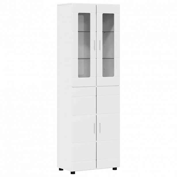 vidaXL Vysoký bufet FLORIN 60 x 35 x 182 cm Vysoce lesklá bílá