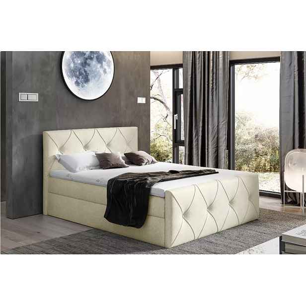 Kontinentální postel 140x220 CARMEN LUX - béžová 2 + topper ZDARMA