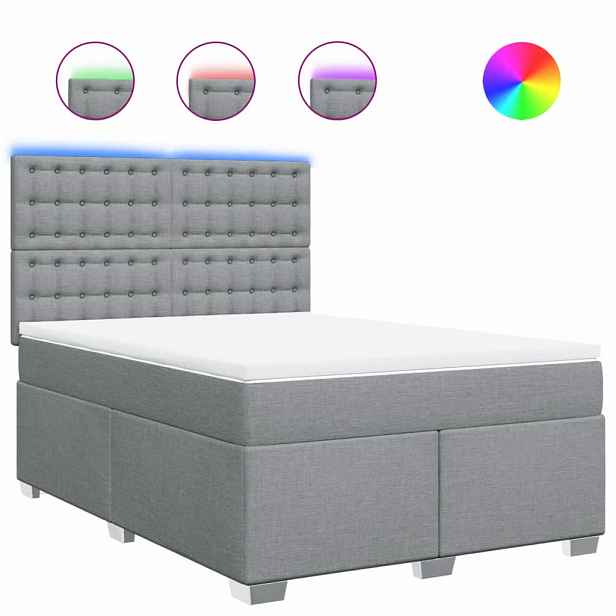 vidaXL Box spring postel s matrací světle šedá 140 x 190 cm textil
