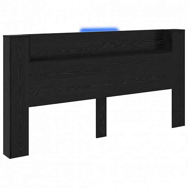 vidaXL Úložné čelo postele s LED Černý dub Kompozitní dřevo