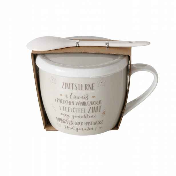 Hrnek s víčkem a lžičkou, Bakery, 600 ml, porcelánový
