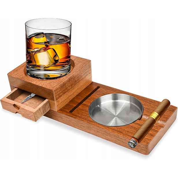 Podnos Na Popelník Na Doutníky Se Zásuvkou Stojan Na Skleničku Whisky Dárek