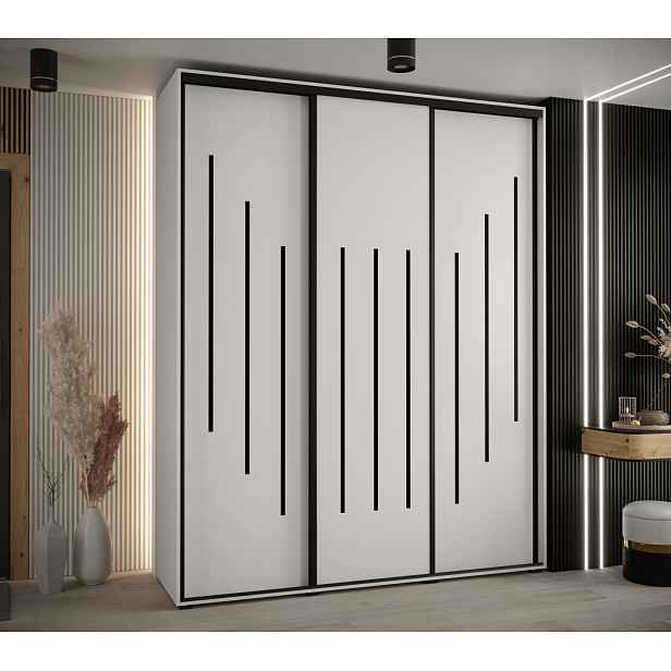 Šatní skříň ASIRI 8 - 200/45 cm, bílá / černá