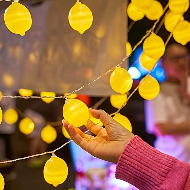 TEMU 1 balení 200,0 cm 10LED Dekorativní světlo ve tvaru citronu, na baterie, pro interiér i exteriér, ložnice, svatby a party dekorace, venkovní