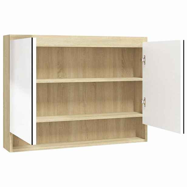vidaXL Koupelnová skříňka se zrcadlem 80 x 15 x 60 cm MDF bílá a dub