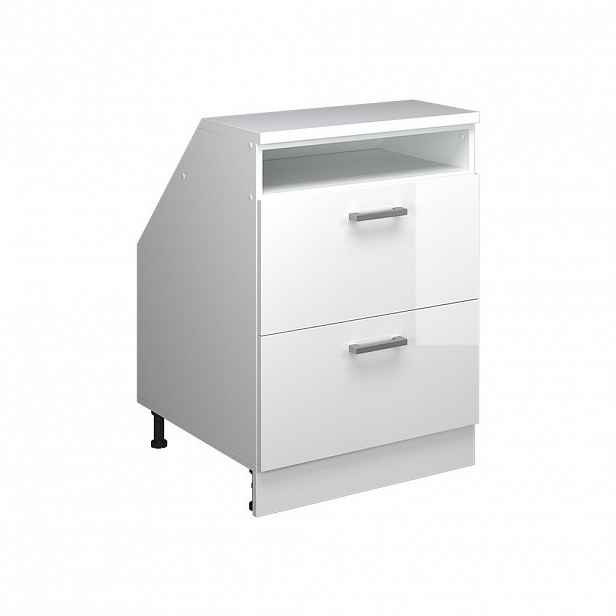 Vicco ŠIKMÁ SKŘÍŇ Rion Bílá vysoký lesk 60 x 81.6 cm se 2 zásuvkami, korpus skříně hloubka 60 cm
