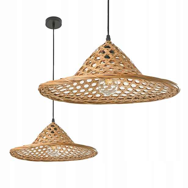 Závěsná lampa Boho Přírodní Bambusová 40 cm Velká Pletená Stropní na E27