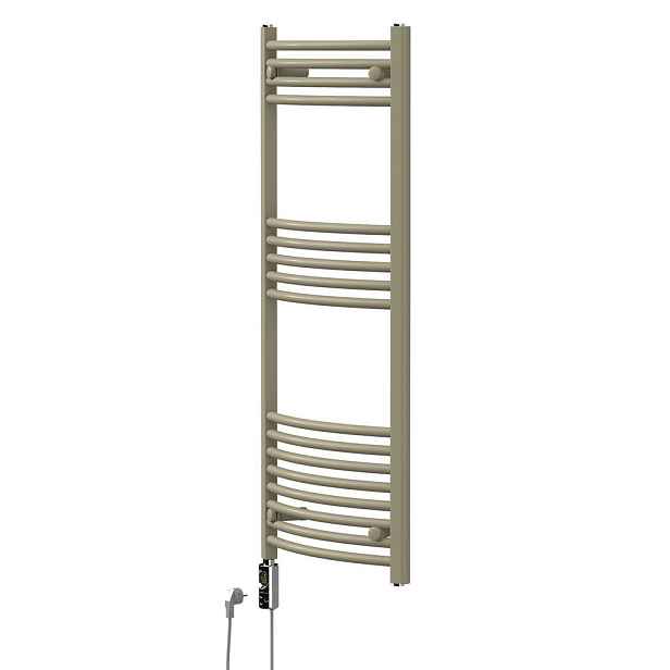LuxeBath ELEKTRICKÝ osuškový radiátor 500 x 1200 mm, béžový, koupelnový radiátor, zakřivený s bočním připojením, s topným tělesem 600 W