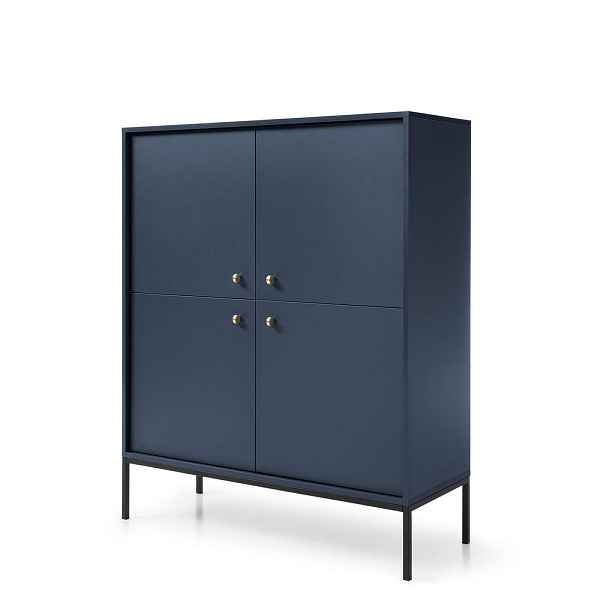 MASSENO VYSOKÁ KOMODA MONDO, 104/125/39 cm se 4 dvířky, modrá