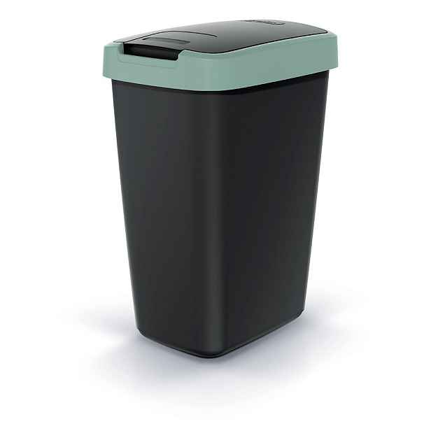 Prosperplast Odpadkový koš COMPACTO FLAS s víkem černý/světle zelený, varianta 45 l