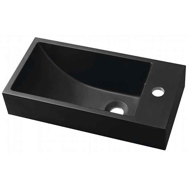 Sapho Small - Umývátko, 50x25 cm, s přepadem, otvor pro baterii vpravo, matná černá SM016B