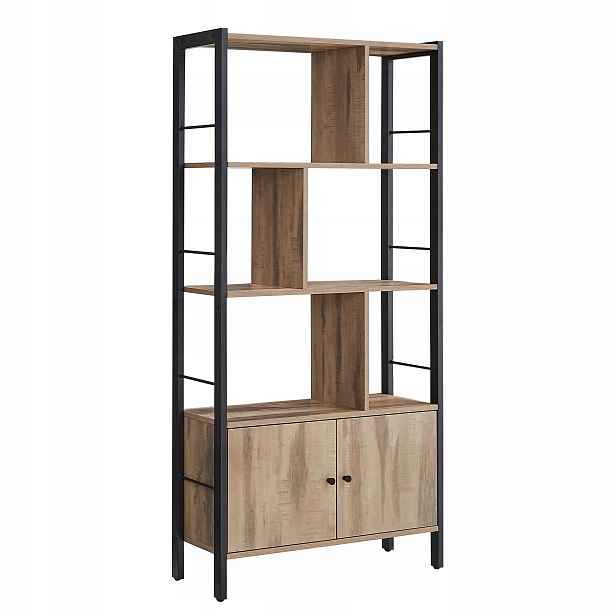 Univerzální regál na knihy a hračky se skříňkami, styl Loft, 74x154x30 cm