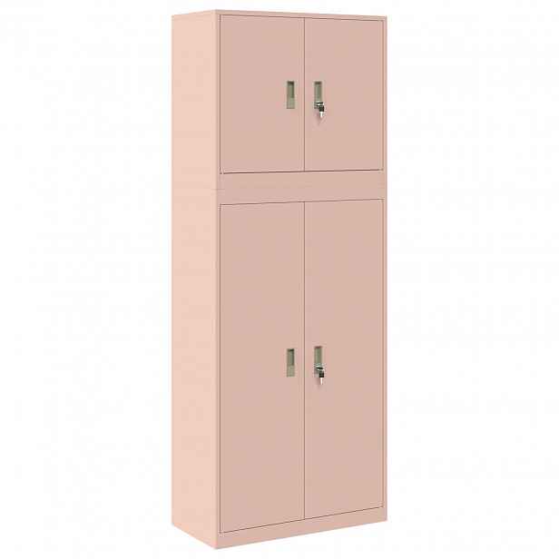 vidaXL Úložná skříňka 2 ks Růžová 80 x 40 x 210 cm Ocel Zamykatelné